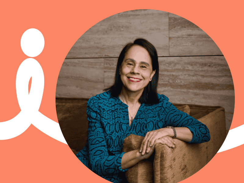 Photo of margaret with orange background